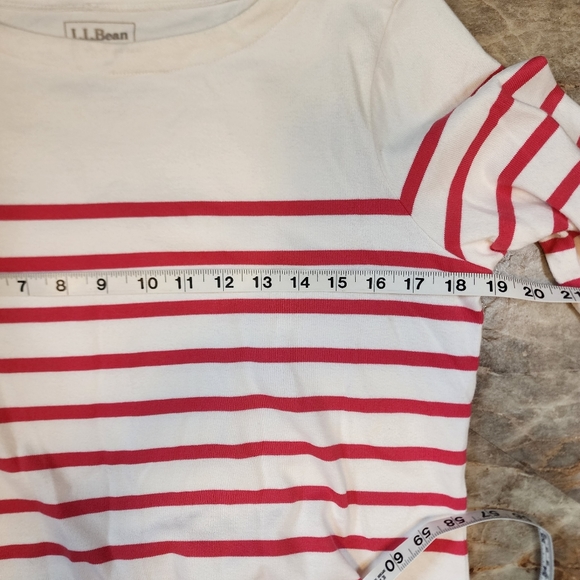 L.L. Bean NWOT cotton t shirt midi dress coral cream stripe M - Picture 6 of 8